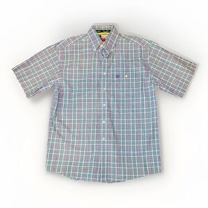 Wrangler‎ George Strait Western Purple Plaid Short Sleeve Button Up Men's MEDIUM